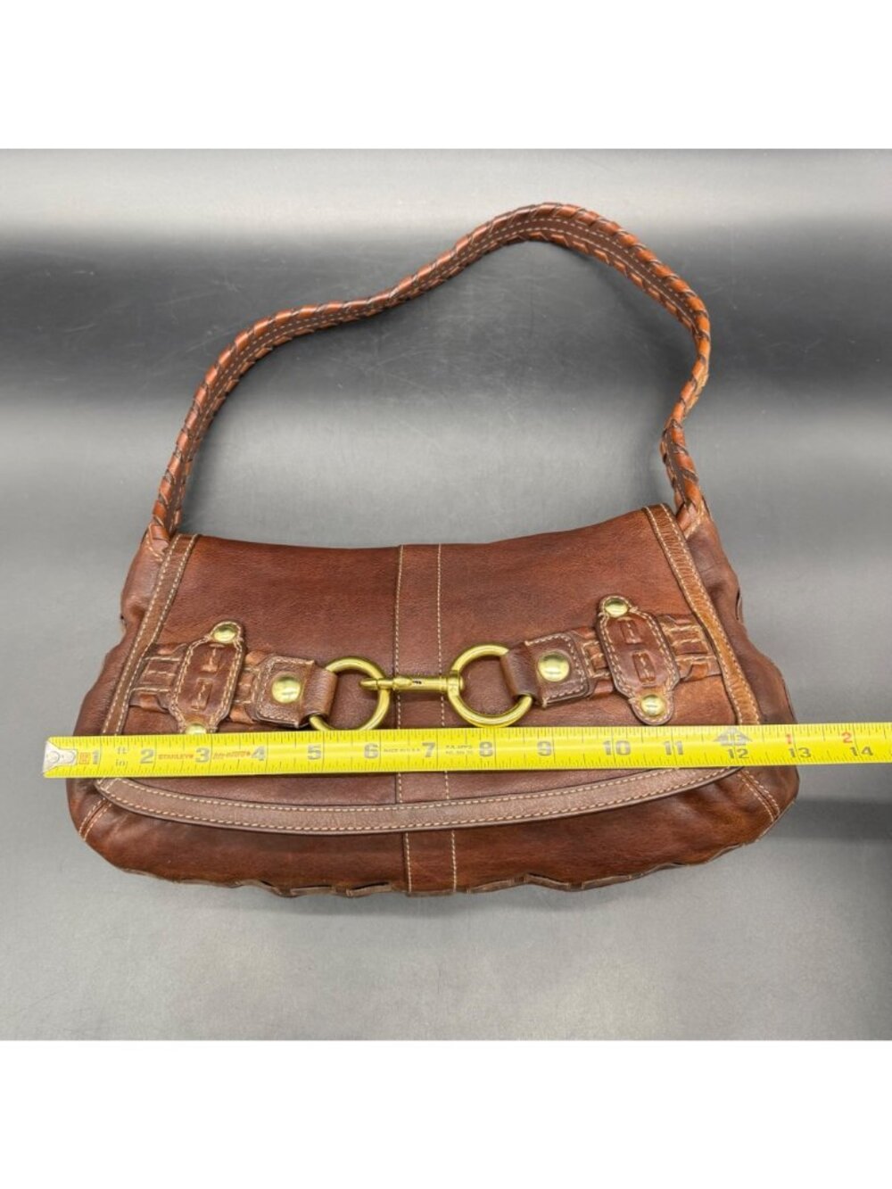 Vintage Y2K Coach Purse Ergo Belted Flap Brown Leather Horse Bit Shoulder Bag - Picture 15 of 16